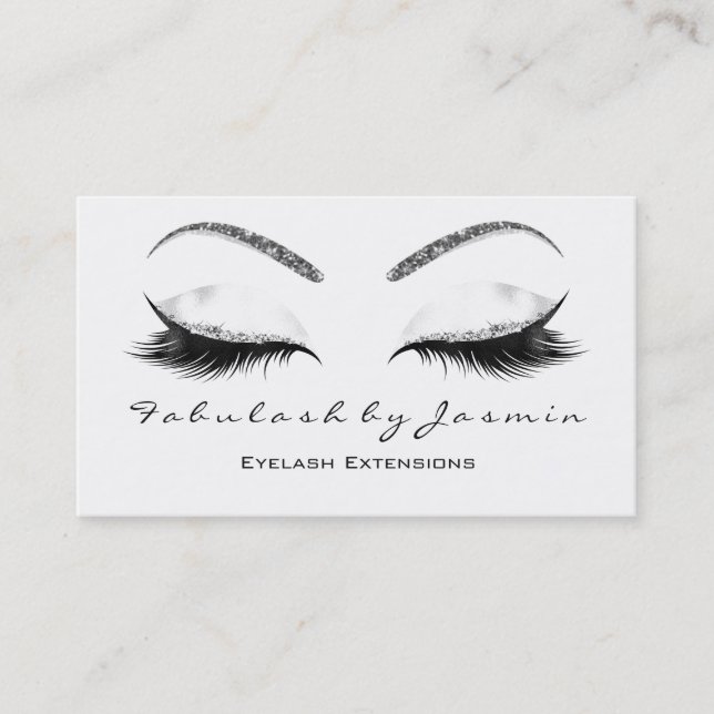 Makeup Eyebrow Lash Öga Glitter White Silver Visitkort (Framsida)