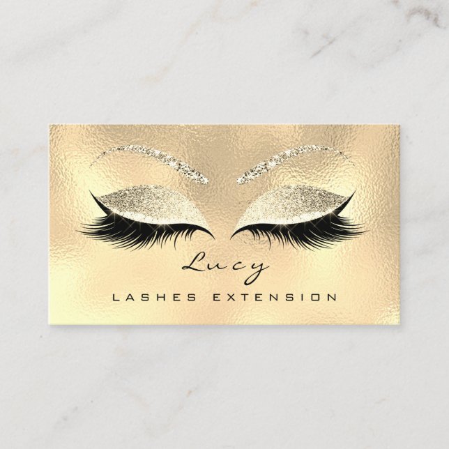 Makeup Eyebrow Namn Lash Glitter Champaigne Guld Tidsbeställning Kort (Framsida)