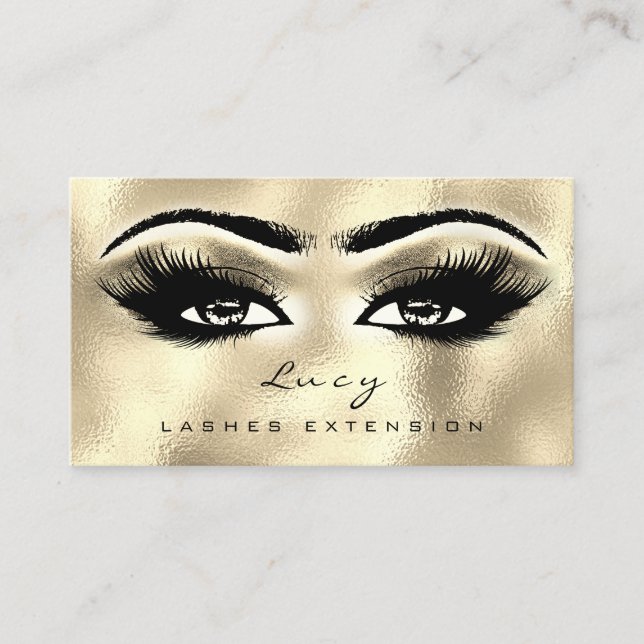 Makeup Eyebrow Namn Lash Glitter Golden Öga Visitkort (Framsida)