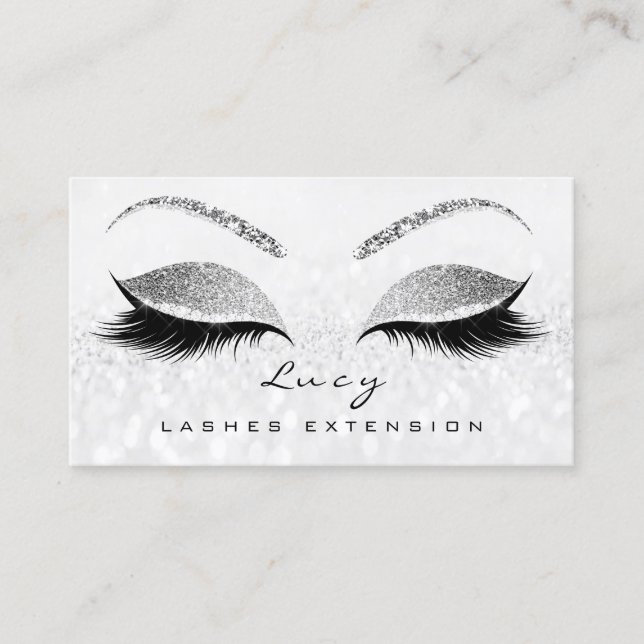 Makeup Eyebrow Namn Lash Glitter Grått Silver Gråt Visitkort (Framsida)
