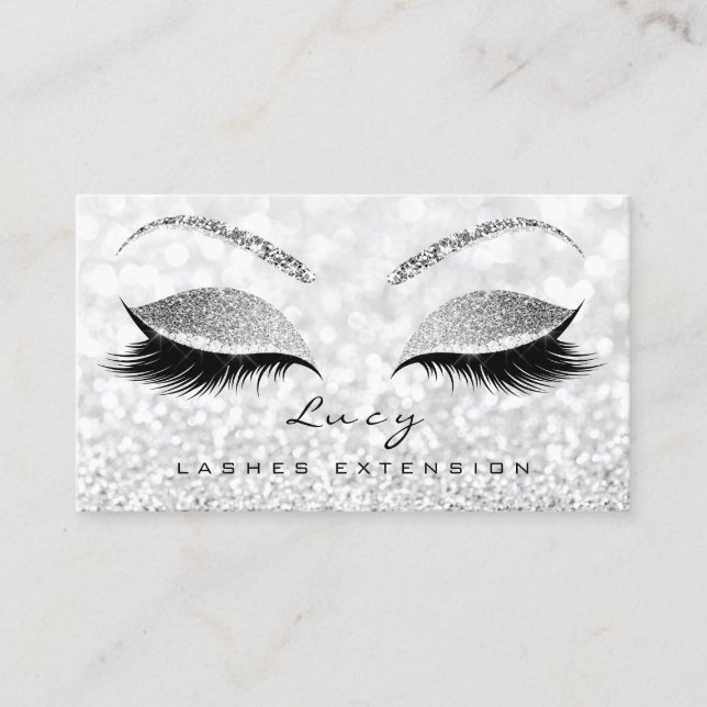 Makeup Eyebrow Namn Lash Glitter Grått Silver Lucy Visitkort (Framsida)