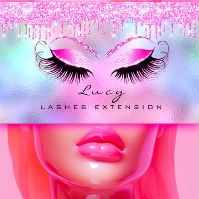 Makeup Eyebrow Namn Lash Glitter Rosa Drives Visitkort (Makeup Eyebrow Name Lashes Glitter Pink Drips Business Card)