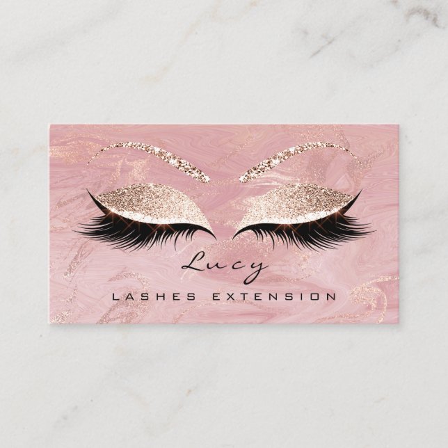 Makeup Eyebrow Namn Lash Glitter Rosa Marble Visitkort (Framsida)