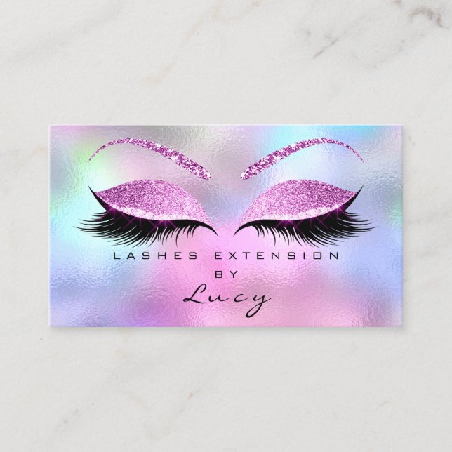 Makeup Eyebrow Namn Lash Holography Rosa Visitkort (Framsida)