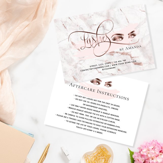 Makeup Eyebrow Öga Lash Aftercare Card Marble Rabattkort (Skapare uppladdad)