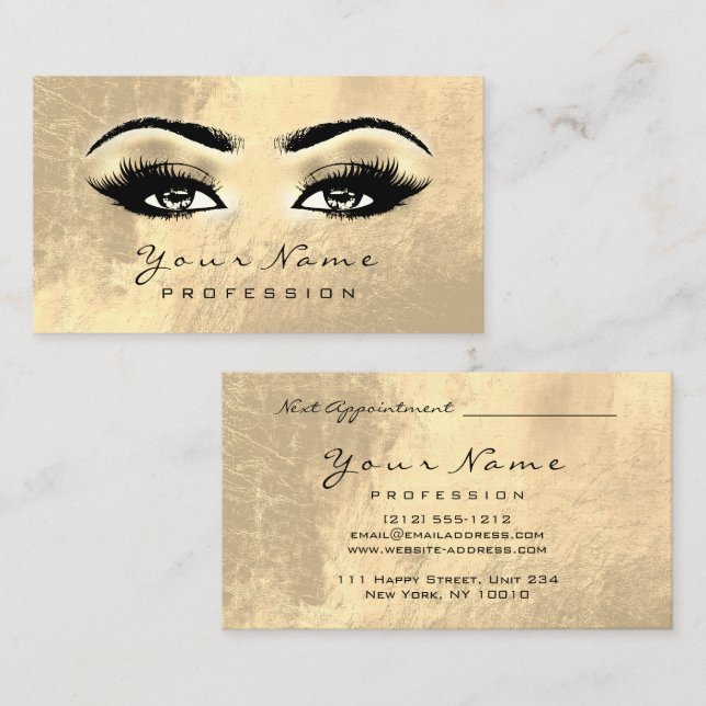 Makeup Eyebrow Öga Lash Appointeckningskort Brows Tidsbeställning Kort (Fram/baksida)