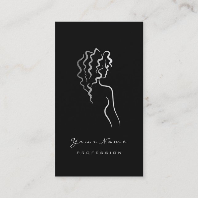 Makeup Eyebrow Öga Lash Black Logotyp Grått Glam Visitkort (Framsida)