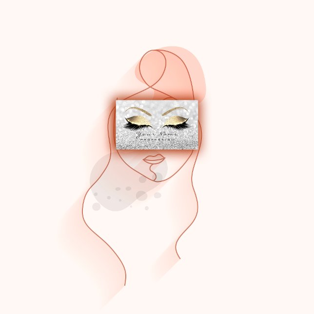 Makeup Eyebrow Öga Lash Glitter Grått Glam Visitkort (Makeup Eyebrow Eyes Lashes Glitter Gray Glam Business Card)