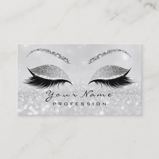 Makeup Eyebrow Öga Lash Glitter Grått Silver2 Visitkort (Framsida)