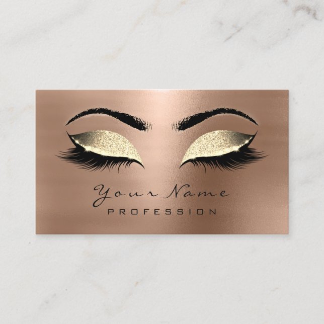Makeup Eyebrow Öga Lash Glitter Guld Chocolate Visitkort (Framsida)