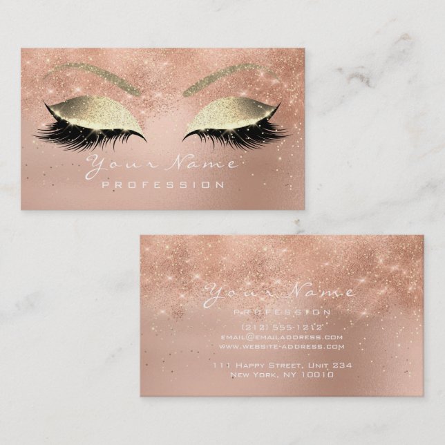 Makeup Eyebrow Öga Lash Glitter Ro Confetti Visitkort (Fram/baksida)