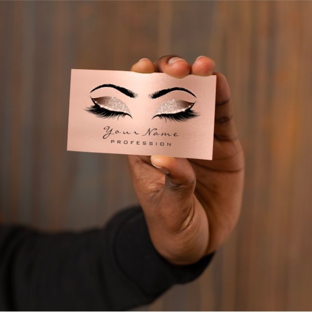 Makeup Eyebrow Öga Lash Glitter Ro Guld Wow Visitkort (Makeup Eyebrow Eyes Lashes Glitter Rose Gold Wow Business Card)