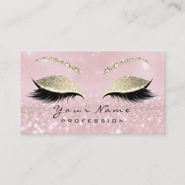 Makeup Eyebrow Öga Lash Glitter Rosa Guld Visitkort (Framsida)