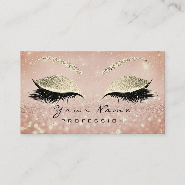 Makeup Eyebrow Öga Lash Glitter Smala Guld Visitkort (Framsida)
