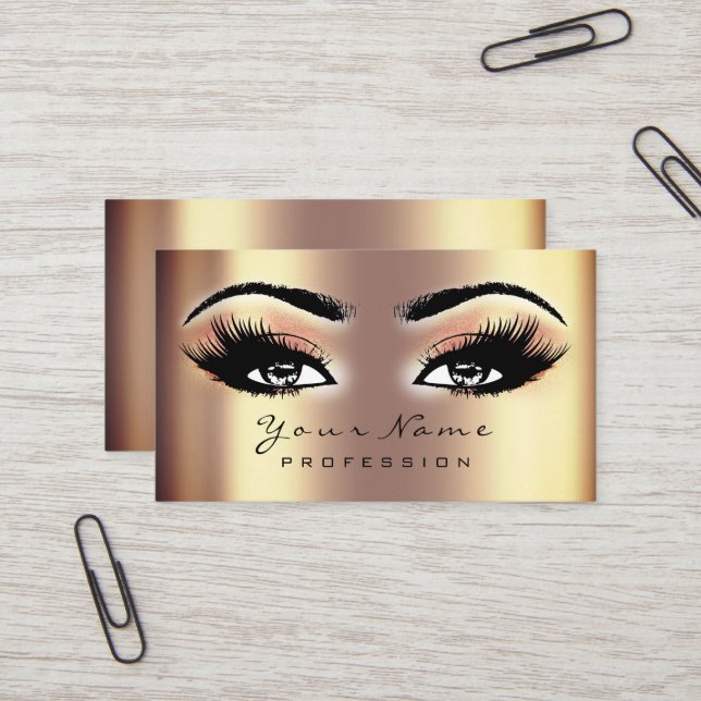 Makeup Eyebrow Öga Lash Glitter SPA Guld Ro Visitkort (Fram/Back In Situ)