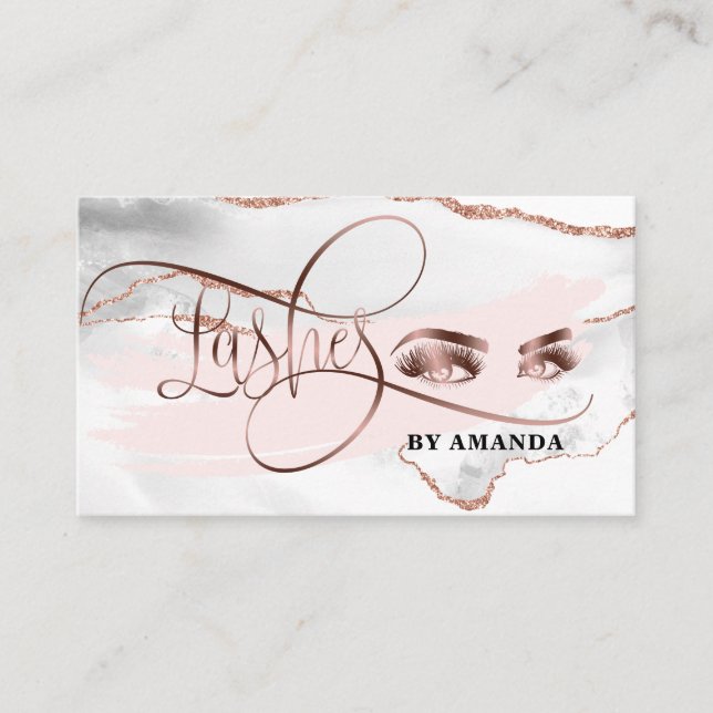 Makeup Eyebrow Öga Lash Ro Guld Marble Visitkort (Framsida)