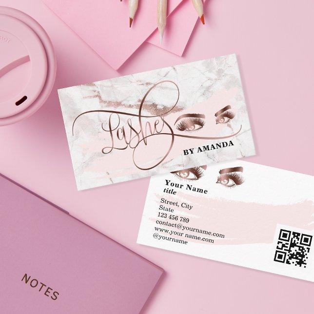 Makeup Eyebrow Öga Lash Ro Guld QR Visitkort (Skapare uppladdad)