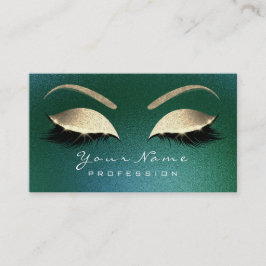 Makeup Eyebrow Ögon Lash Glitter Grönt Guld Visitkort