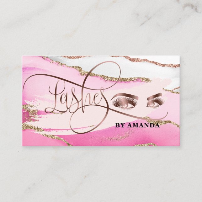 Makeup Eyebrow Ögon Lash Rosa Agate Visitkort (Framsida)
