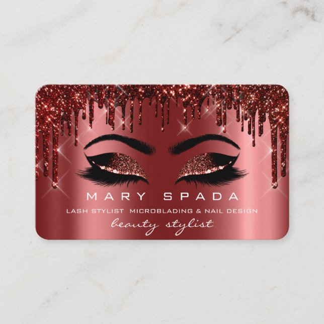 Makeup Eyebrows Lash Burgundy Spark Nagel Visitkort (Framsida)