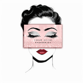 Makeup Eyebrows Lash Extension Rosa Glitter Visitkort