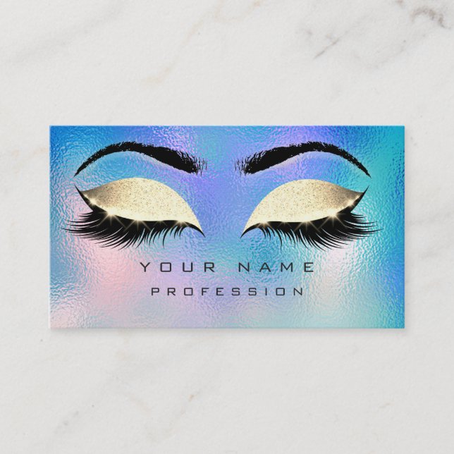 Makeup Eyebrows Lash Glitter Blue Aqua OceanGold Visitkort (Framsida)
