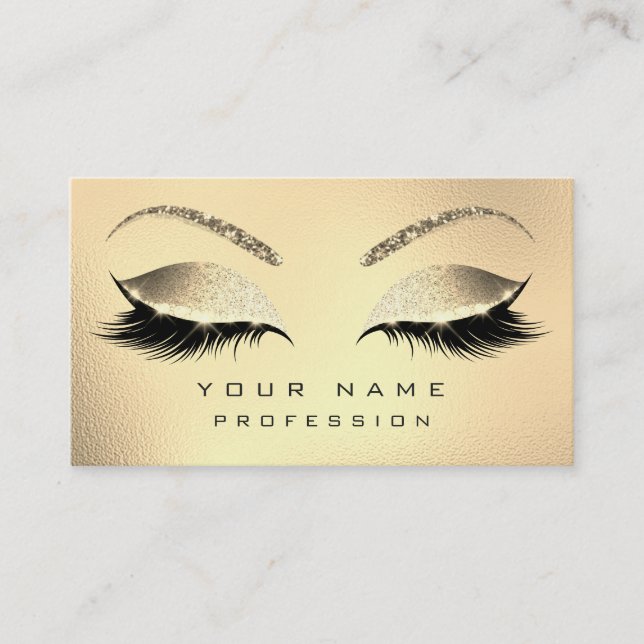 Makeup Eyebrows Lash Glitter Diamond Guld Glam1 Visitkort (Framsida)