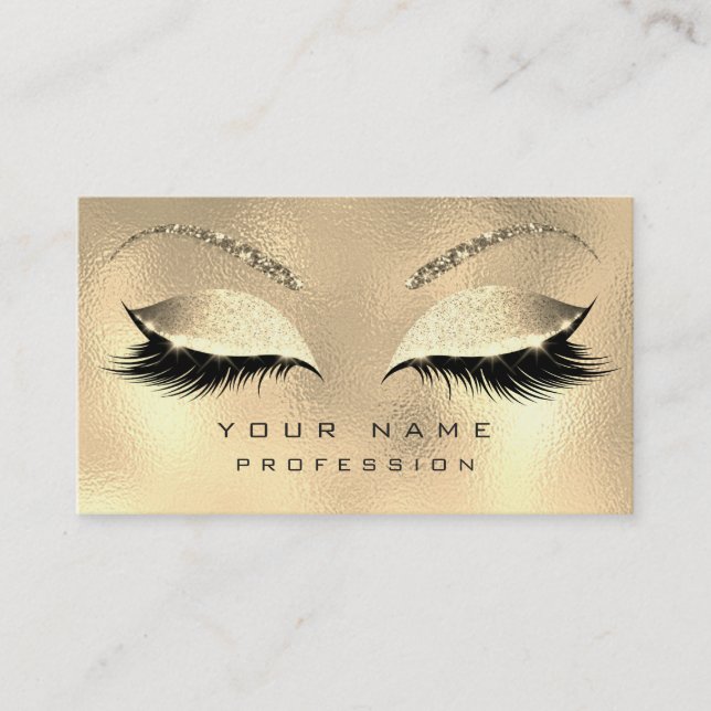 Makeup Eyebrows Lash Glitter Diamond Guld Glam Visitkort (Framsida)
