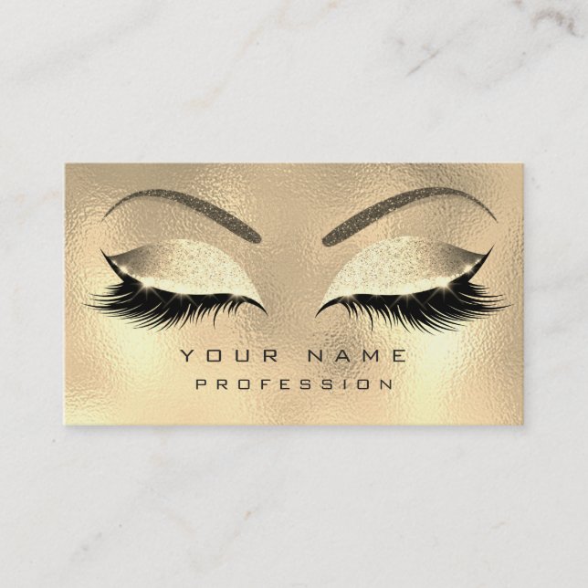Makeup Eyebrows Lash Glitter Diamond Guld Sepia Visitkort (Framsida)