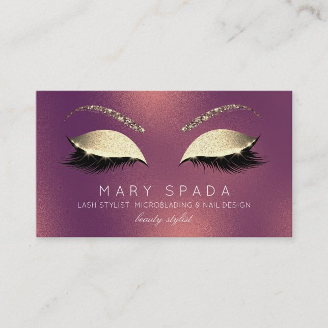 Makeup Eyebrows Lash Glitter Fryst Guld-koppar Visitkort (Framsida)
