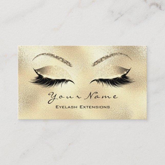 Makeup Eyebrows Lash Glitter Glass Glam Guld Visitkort (Framsida)