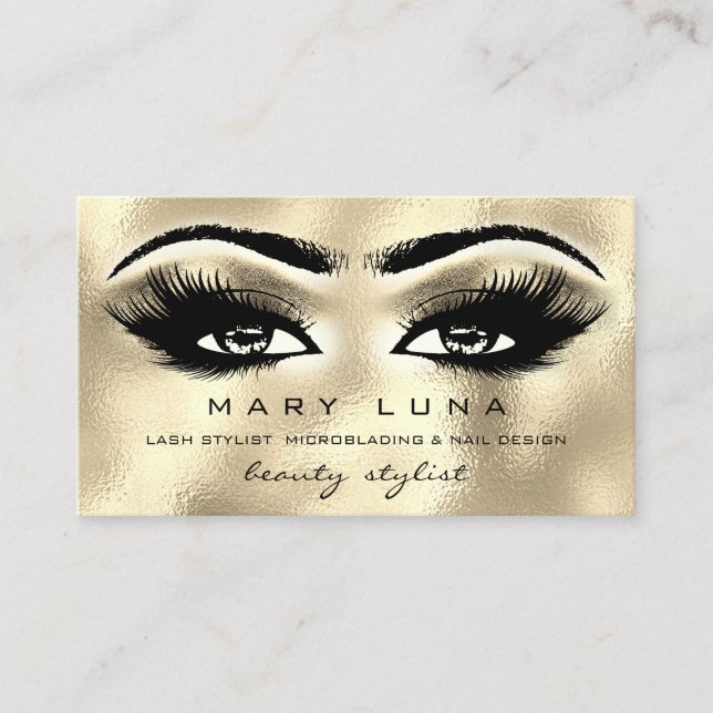 Makeup Eyebrows Lash Glitter Guld Metallic Öga Visitkort (Framsida)