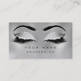 Makeup Eyebrows Lash Glitter Metallic Glam Grått Visitkort