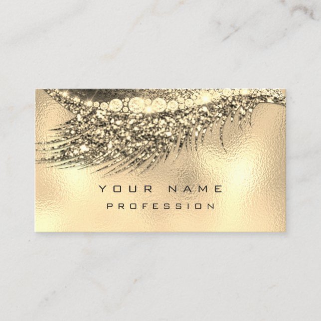Makeup Eyebrows Lash Glitter Metallic Glam Guld Visitkort (Framsida)