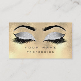 Makeup Eyebrows Lash Glitter Metallic Grått Guld Visitkort