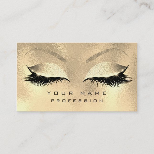 Makeup Eyebrows Lash Glitter Metallic Sepia Guld Visitkort (Framsida)