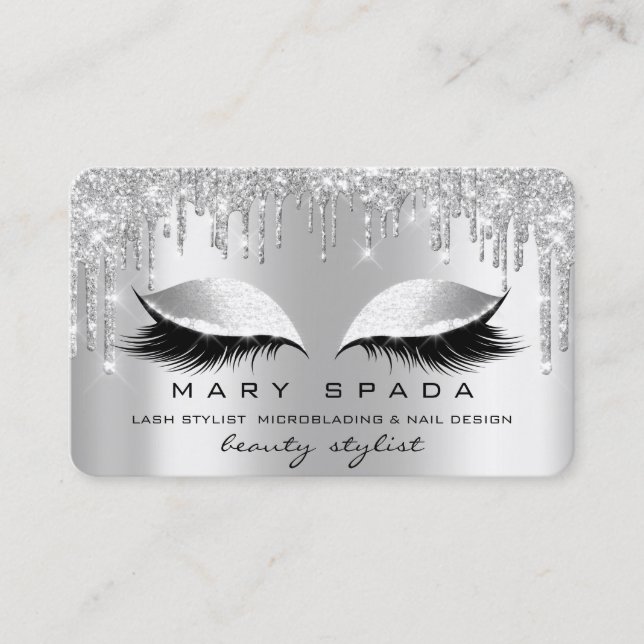 Makeup Eyebrows Lash Grått Grått Spark Silver Visitkort (Framsida)