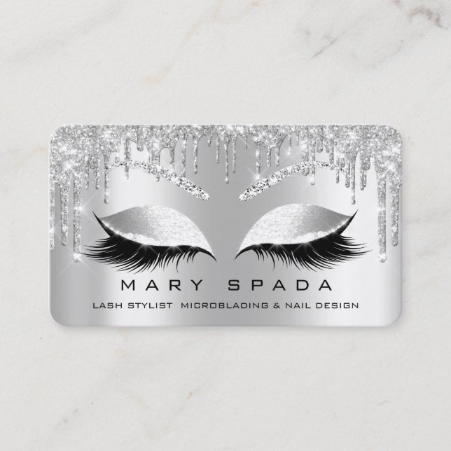 Makeup Eyebrows Lash  Grått Spark Social Visitkort (Framsida)