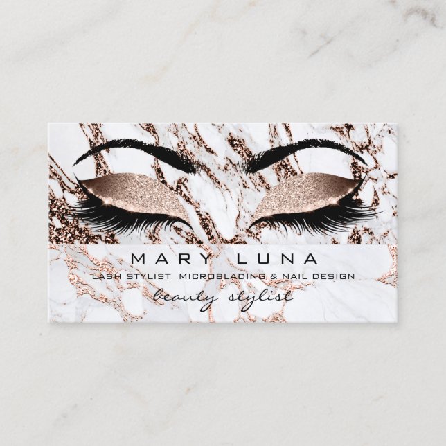 Makeup Eyebrows Lash Ro Guld Marble Copper Visitkort (Framsida)