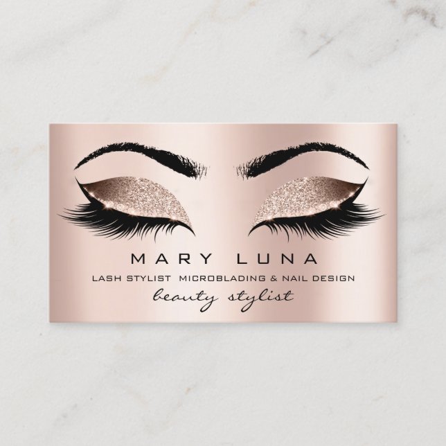 Makeup Eyebrows Lash Ro Guld Rosa  Visitkort (Framsida)