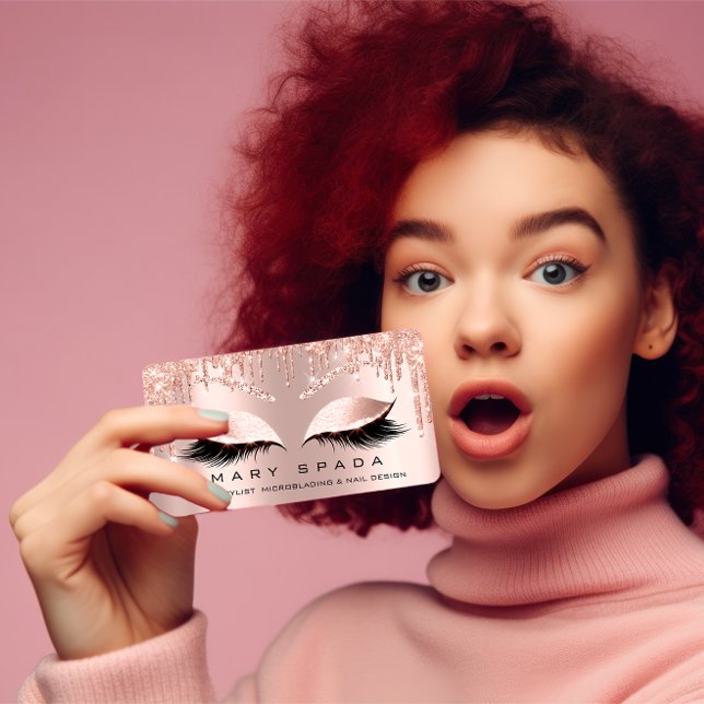 Makeup Eyebrows Lash  Ro Spark Social Visitkort (Makeup Eyebrows Lashes Browns Rose Spark Social Business Card)