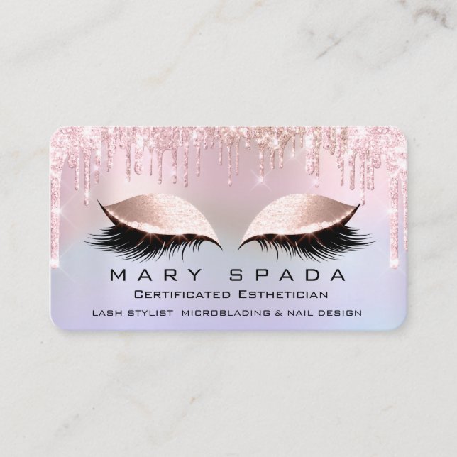 Makeup Eyebrows Lash Rosa Holography Ombre Visitkort (Framsida)