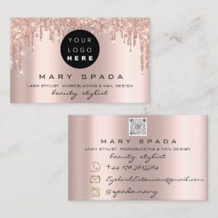 Makeup Eyebrows Lash Rosa ros Dricks Läppar Qr Bu Visitkort