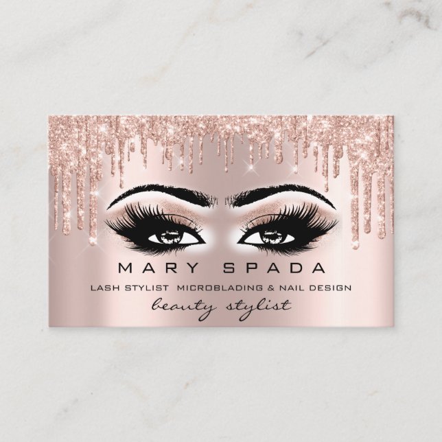 Makeup Eyebrows Lash Rosa ros Spark Öga 1 Visitkort (Framsida)