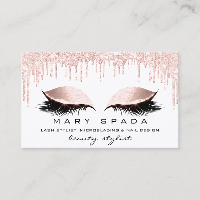 Makeup Eyebrows Lash Rosa White Spark Nagel Visitkort (Framsida)