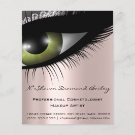 Makeup Eyelash Beauty Salon Grönt Öga Silver Flygblad