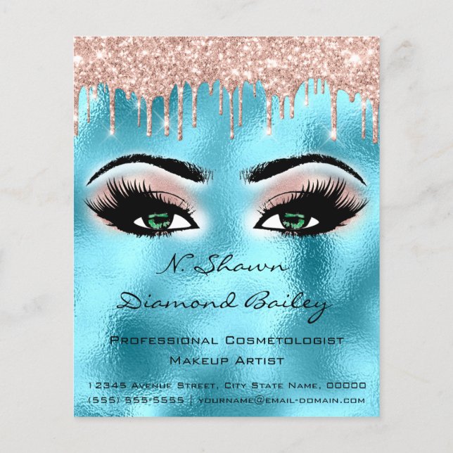 Makeup Eyelash Beauty Salon Öga Drives Blue Flygblad (Baksidan)