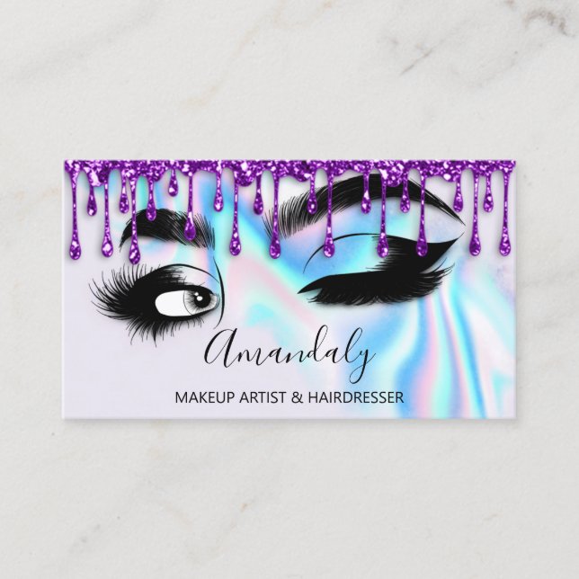 Makeup Eyelash Brow QR CODE Logotyp Holograph Driv Visitkort (Framsida)