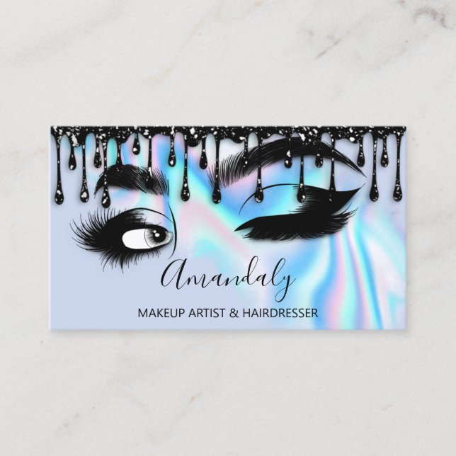 Makeup Eyelash Brow QRCODE Logotyp Black Drives Bl Visitkort (Framsida)