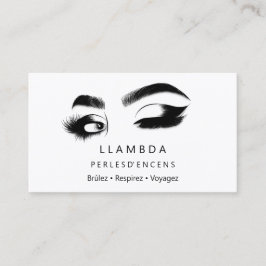 Makeup Eyelash Brows Minimal Logotyp Vit Guld B Visitkort